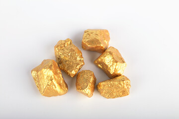 Gold bullion on white background