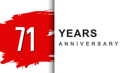 71st years anniversary design with red brush isolated on white background for company celebration event
