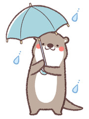 傘とカワウソ