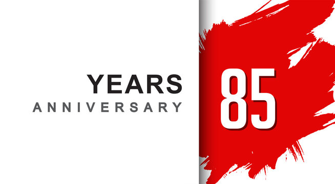 85th years anniversary design with red brush isolated on white background for company celebration event