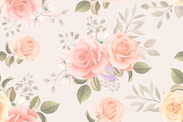 Seamless pattern design with beautiful rose flower