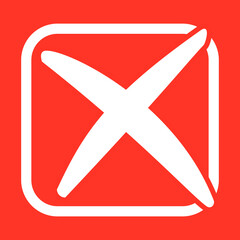 Obraz premium Roter Hintergrund mit X in weißem Kasten