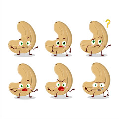 Cartoon character of cashew nuts with what expression