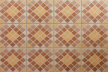 Vintage antique brown ceramic tile pattern texture and seamless background