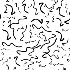 Seamless pattern with doodle wavy lines