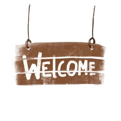 welcome board decoration element, hand drawn illustration