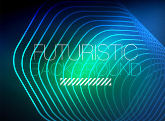 Neon color square shape lines abstract background. Shiny magic energy and motion concept, vector abstract wallpaper background © antishock