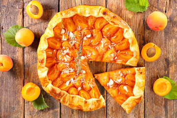 homemade apricot tart with almond