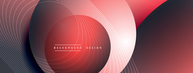 Gradient circles with shadows. Vector techno abstract background. Modern overlapping forms wallpaper background, design template