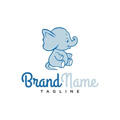 Elephant Cute Logo Design Vector Image