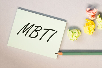 MBTI acronym word. Psycholoy test concept