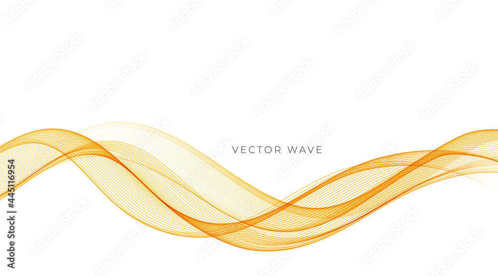 Poster Vector abstract colorful flowing gold wave lines isolated on white background. Design element for wedding invitation, greeting card