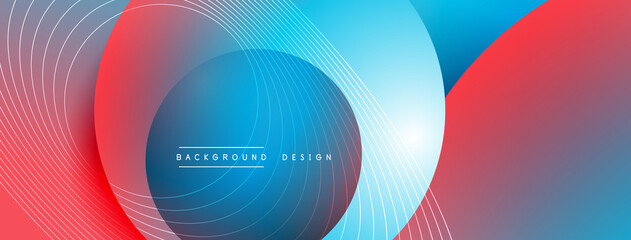 Gradient circles with shadows. Vector techno abstract background. Modern overlapping forms wallpaper background, design template