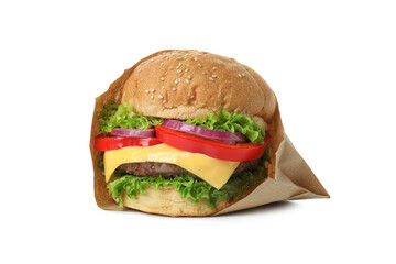 Delicious tasty burger isolated on white background