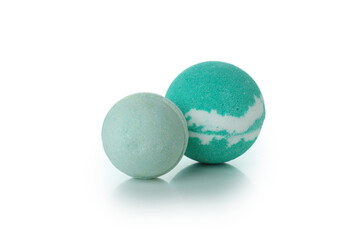 Bath balls isolated on white background, close up