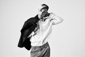 handsome man jacket fashion modern style isolated background