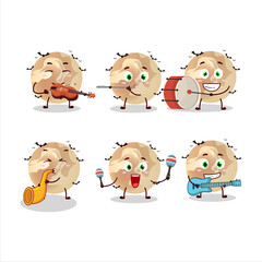 Cartoon character of halloween moon playing some musical instruments