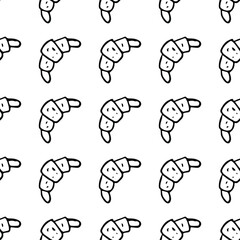 Seamless pattern with croissants. Doodle vector with croissants icons on white background.