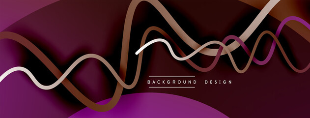 Abstract gradient background with wave line with shadow effect. Geometric composition. 3D shadow effects and fluid gradients