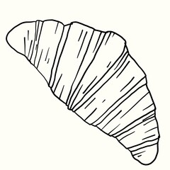 Doodle freehand sketch drawing of croissant bread.