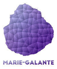 Map of Marie-Galante. Low poly illustration of the island in a purple geometric design. Polygonal vector illustration.