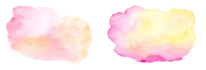 Pink Watercolor brushstroke bubble splotch painting, hand drawn and painted, collection set of 2