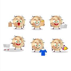 A Rich halloween moon mascot design style going shopping