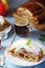 Traditional Austrian strudel with apples