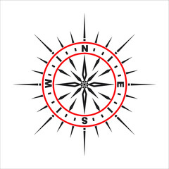 Compass vector rising with North, South, East and West. Vector illustrations