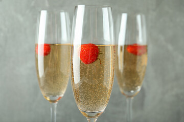 Concept of delicious drink with Rossini cocktail, close up