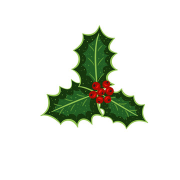 holly leaves, berries, set color2 dd ww