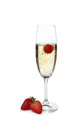 Glass with Rossini cocktail isolated on white background