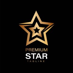 Luxury Star Logo Design. With premium gold color on black background
