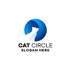 Cat Circle Gradient Logo Template