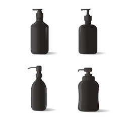 Black Hand sanitizer bottle icon isolated on white background.