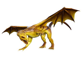 3D Rendering Fairy Tale Dragon on White