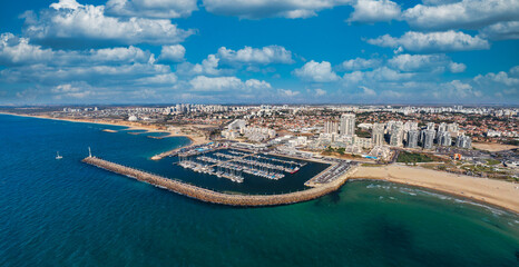 Panorama view of Ashkelon City aerial view