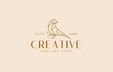 Bird line Logo Design Template. Creative abstract premium bird line. Symbol Icon Vector