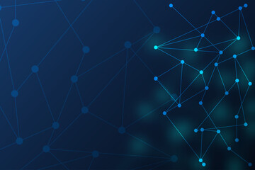 Network Background with Shine light of line and dot connection. Abstract Technology background with blurred blank space. Science and computer system with innovative futuristic information business.