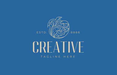 Ocean Wave Logo Design Template. Creative simple wave Symbol Icon Line Art Vector