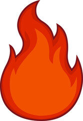 Cartoon Red Fire. Vector Hand Drawn Illustration Isolated On Transparent Background