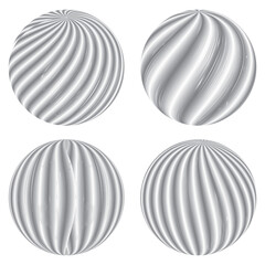 Set of Decorative sphere. Abstract round Striped design element