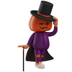A charismatic 3D Halloween Scarecrow Cartoon Picture as a magician style
