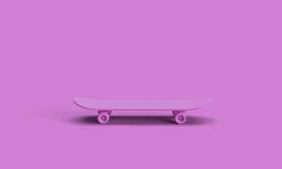 A skateboard on a purple background. 3d rendering of illustrations, minimal style. © Romafa