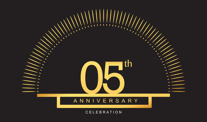 5th years golden anniversary logo celebration with firework elegant design for anniversary celebration.