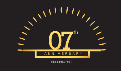 Fototapeta na wymiar 7th years golden anniversary logo celebration with firework elegant design for anniversary celebration.