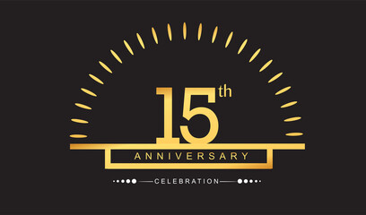 15th years golden anniversary logo celebration with firework elegant design for anniversary celebration.