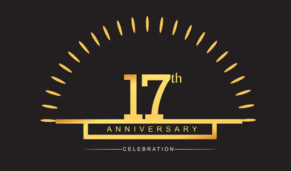 17th years golden anniversary logo celebration with firework elegant design for anniversary celebration.