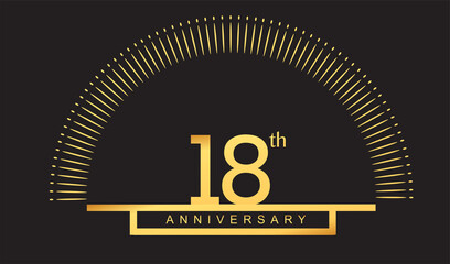 18th years golden anniversary logo celebration with firework elegant design for anniversary celebration.