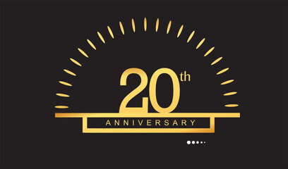 20th years golden anniversary logo celebration with firework elegant design for anniversary celebration.